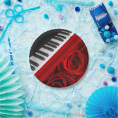 Assiettes En Carton Piano et roses (Fête)