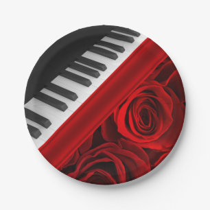 Assiettes En Carton Piano et roses