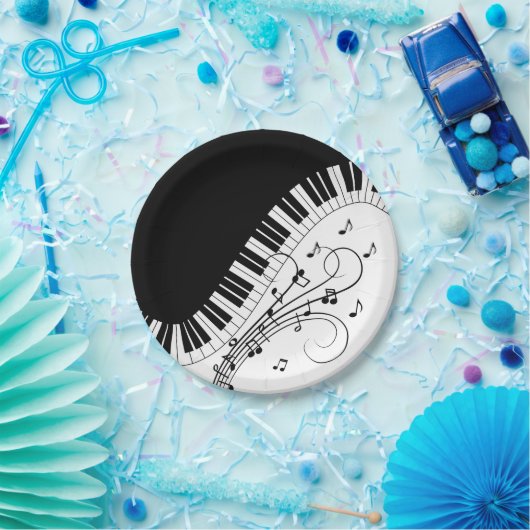 Assiettes En Carton Piano Keyboard Music Design (Fête)