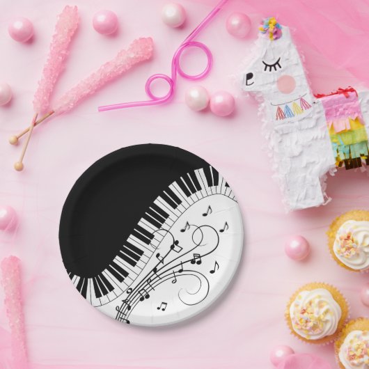 Assiettes En Carton Piano Keyboard Music Design (Fête)