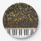 Assiettes En Carton Piano Keys Gold Pois Motif (Devant)