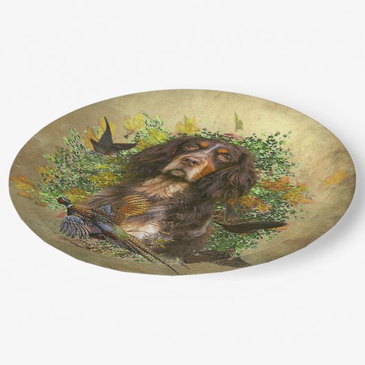 Assiettes En Carton Picardy Spaniel, Saison de chasse (Angle)