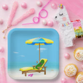 Assiettes En Carton Picket Vert Sur Le Transat De Plage (Fête)