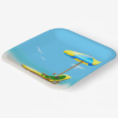 Assiettes En Carton Picket Vert Sur Le Transat De Plage (Angulaire)