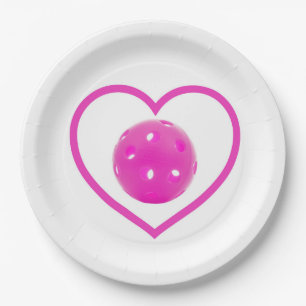 Assiettes En Carton Pickleball amour pink pickball sport rose