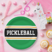 Assiettes En Carton PICKLEBALL amusant Athlétisme Gras Vert Bandes Noi (Fête)