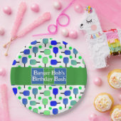 Assiettes En Carton Pickleball Anniversaire Bleu Vert Paddle Ball Beng (Fête)