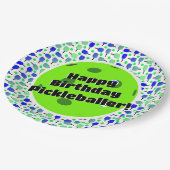 Assiettes En Carton Pickleball Anniversaire Bleu Vert Personnalisé Hap (Angle)
