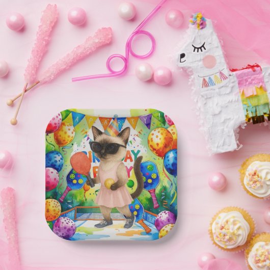 Assiettes En Carton Pickleball Anniversaire de fête thématique pour le (Fête)