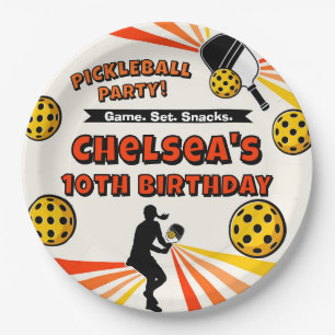 Assiettes En Carton Pickleball Anniversaire Filles Fête Retro Joueur
