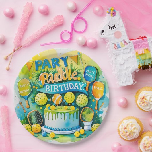 Assiettes En Carton Pickleball Anniversaire thème (Fête)