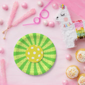 Assiettes En Carton Pickleball Anniversaire Vert RETRO Stripes Sports (Fête)