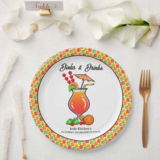 Assiettes En Carton Pickleball Bachelorette Mariage Dinks & Boissons (Mariage)