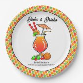 Assiettes En Carton Pickleball Bachelorette Mariage Dinks & Boissons (Devant)