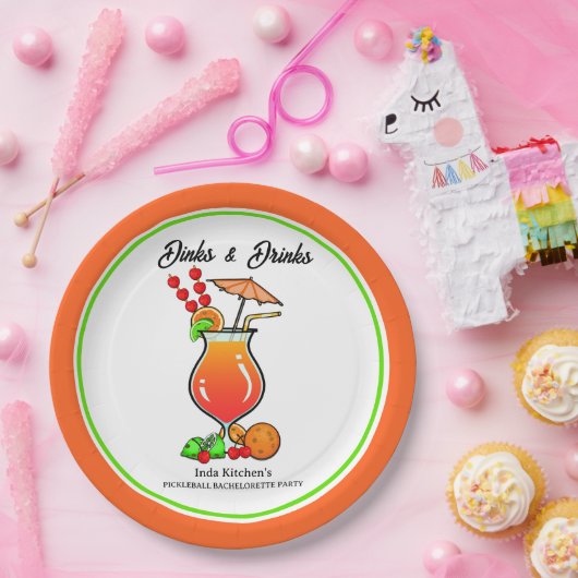 Assiettes En Carton Pickleball Bachelorette Mariage Dinks & Boissons (Fête)