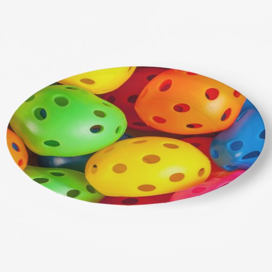 Assiettes En Carton Pickleball coloré (Angle)