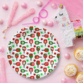 Assiettes En Carton Pickleball de Noël Rouge Green Paddles Balls X Mas (Fête)