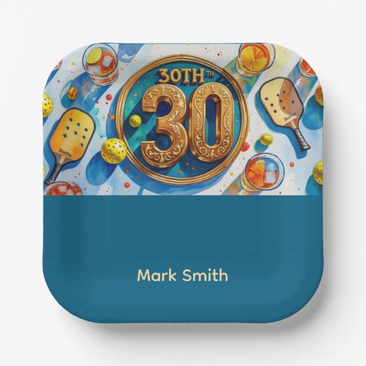 Assiettes En Carton Pickleball fête du 30e anniversaire (Recto)