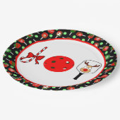 Assiettes En Carton Pickleball Joie fête de Noël Rouge Vert sur Noir (Angle)
