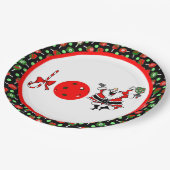 Assiettes En Carton Pickleball Joie Noël Party Rouge Vert et Noir (Angle)