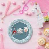 Assiettes En Carton Pickleball Noël Joie Bleu et Blanc Snowballs (Fête)