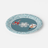 Assiettes En Carton Pickleball Noël Joie Bleu et Blanc Snowballs (Angle)