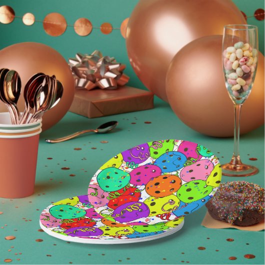 Assiettes En Carton Pickleball Party Confetti et Pickleball Ballons (Multi)