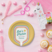 Assiettes En Carton Pickleball Party Pickle Retro Rainbow Stripe (Fête)