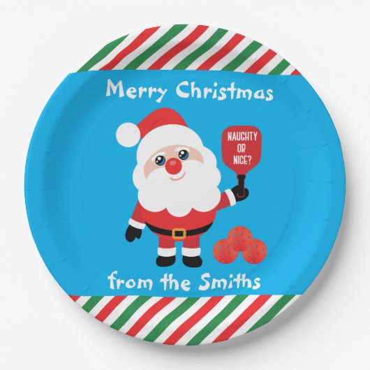 Assiettes En Carton Pickleball 🎅 plaque Père Noël (Devant)
