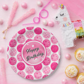 Assiettes En Carton Pickleball rose et blanc Pickleballs Personnalisé (Fête)