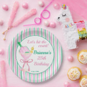 Assiettes En Carton Pickleball rose et vert fête d'anniversaire person (Fête)