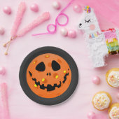 Assiettes En Carton Pickleball Squelette Jack-o'Lantern Halloween (Fête)