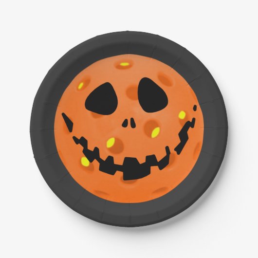 Assiettes En Carton Pickleball Squelette Jack-o'Lantern Halloween (Devant)