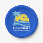 Assiettes En Carton Pickleball Sun Palm Trees Pickleball Party Custom (Devant)