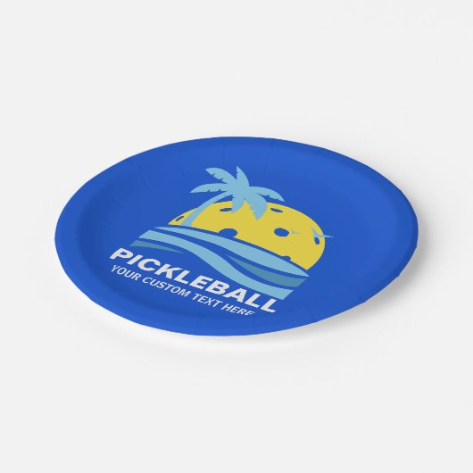 Assiettes En Carton Pickleball Sun Palm Trees Pickleball Party Custom (Angle)