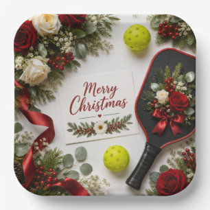 Assiettes En Carton Pickleball thème de Noël