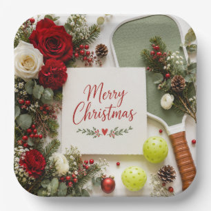 Assiettes En Carton Pickleball thème de Noël