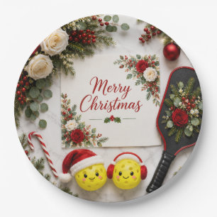 Assiettes En Carton Pickleball thème de Noël