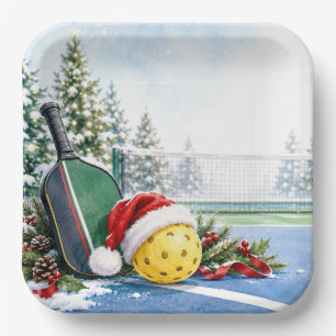 Assiettes En Carton Pickleball thème de Noël