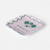 Assiettes En Carton Pickleball vert rose 30e anniversaire (Angulaire)