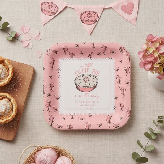Assiettes En Carton Pie Rose Petite Cutie Pie Automne Bébé Fille Douch