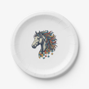 Assiettes En Carton Pièce de puzzle de cheval coloré T-Shirt gravure v