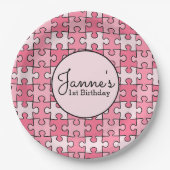 Assiettes En Carton Pièces de casse-tête de fille noire rose (Devant)