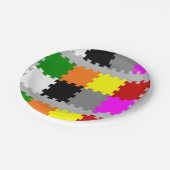 Assiettes En Carton Pièces de puzzle interverties sur gris (Angle)
