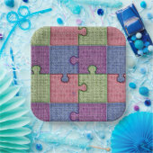 Assiettes En Carton Pièces de puzzle multicolores (Fête)