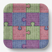 Assiettes En Carton Pièces de puzzle multicolores (Recto)