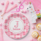 Assiettes En Carton Pièces de puzzle rose doux (Fête)