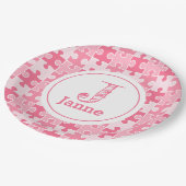 Assiettes En Carton Pièces de puzzle rose doux (Angle)