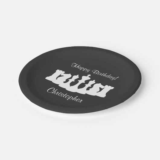 Assiettes En Carton Pièces d'échecs personnalisées Anniversaire (Angle)