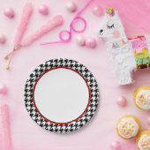 Assiettes En Carton Pied de fond noir élégant et rouge| Plaques de pap (Fête)